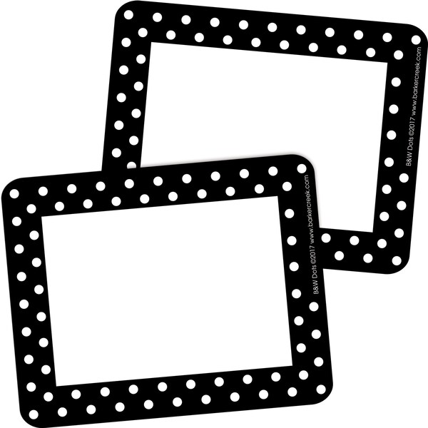 Barker Creek Black & White Dots Name Tags/Self-Adhesive Labels, 90/Set, PK90 3747 - main